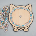 Morandi-Colored Lovely Cat Shaped Wooden Jigsaw Puzzle
