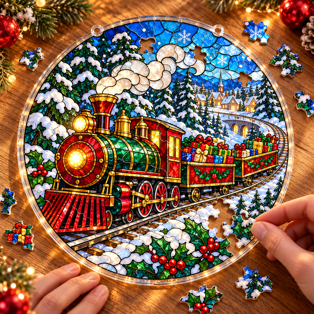 Christmas Acrylic Jigsaw Puzzle Suncatcher - Gift Express