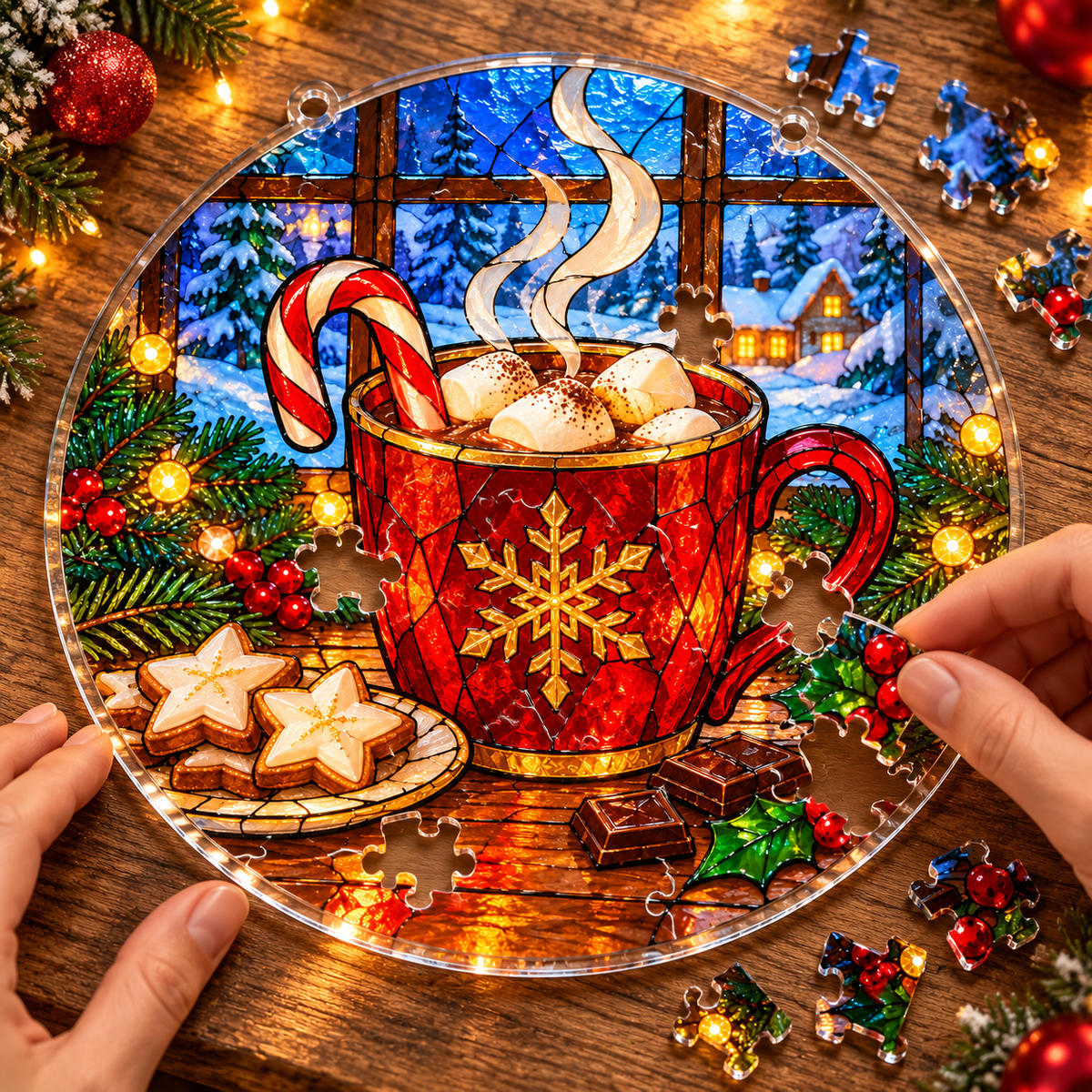 Christmas Acrylic Jigsaw Puzzle Suncatcher - Cocoa Treats