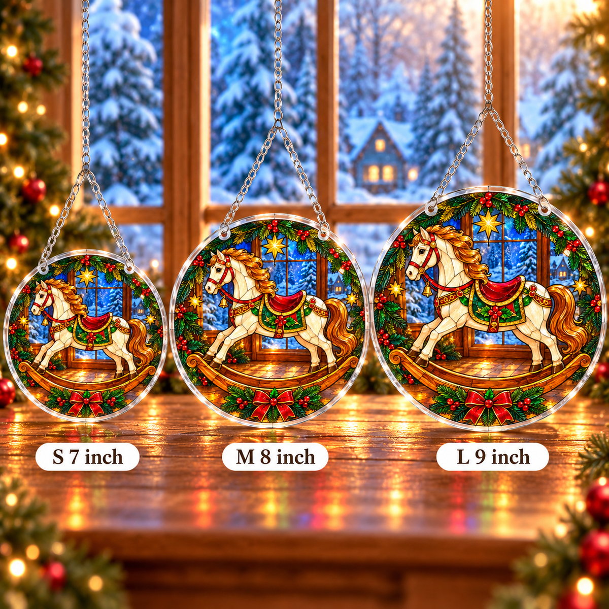 Christmas Acrylic Jigsaw Puzzle Suncatcher - Rocking Horse