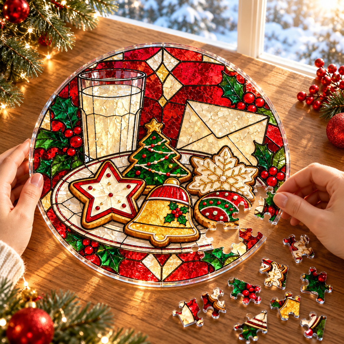 Christmas Acrylic Jigsaw Puzzle Suncatcher - Cookies for Santa