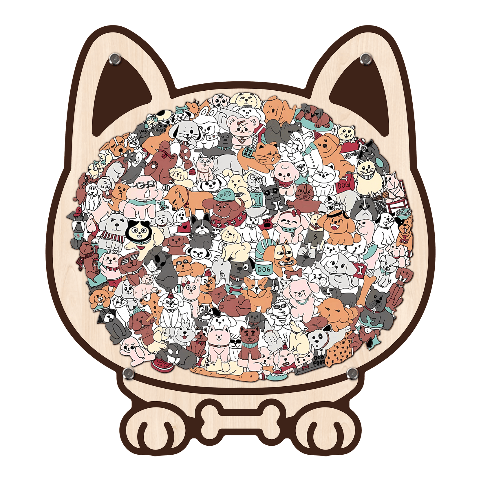 Morandi-Colored Cat/Dog Shaped Wooden Jigsaw Puzzle