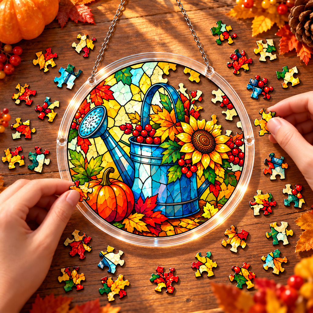 Tanksgiving Acrylic Jigsaw Puzzle Suncatcher - Harvest Bouquet