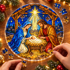Christmas Acrylic Jigsaw Puzzle Suncatcher - Nativity Christmas Light