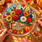 Tanksgiving Acrylic Jigsaw Puzzle Suncatcher -  Fall Flower Market