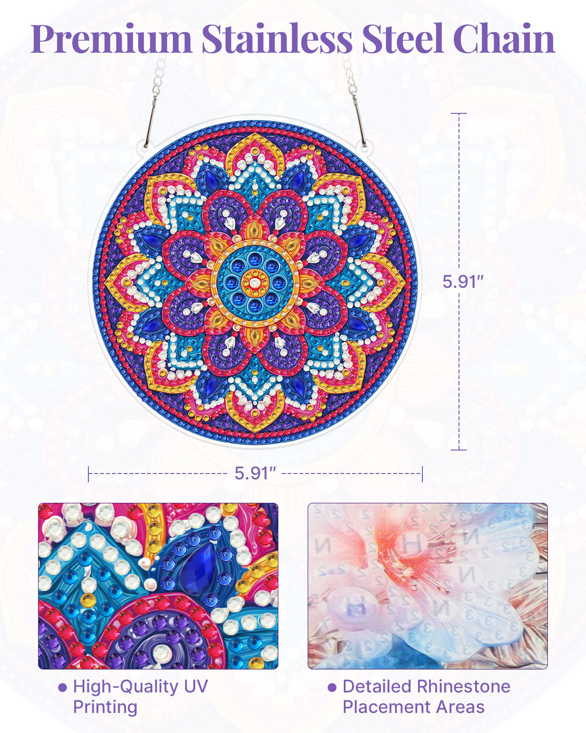 5D DIY Diamond Painting Suncatcher Kit - Radiant Mandala