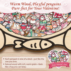 Cute Lover Penguin Shaped Wooden Jigsaw Puzzle