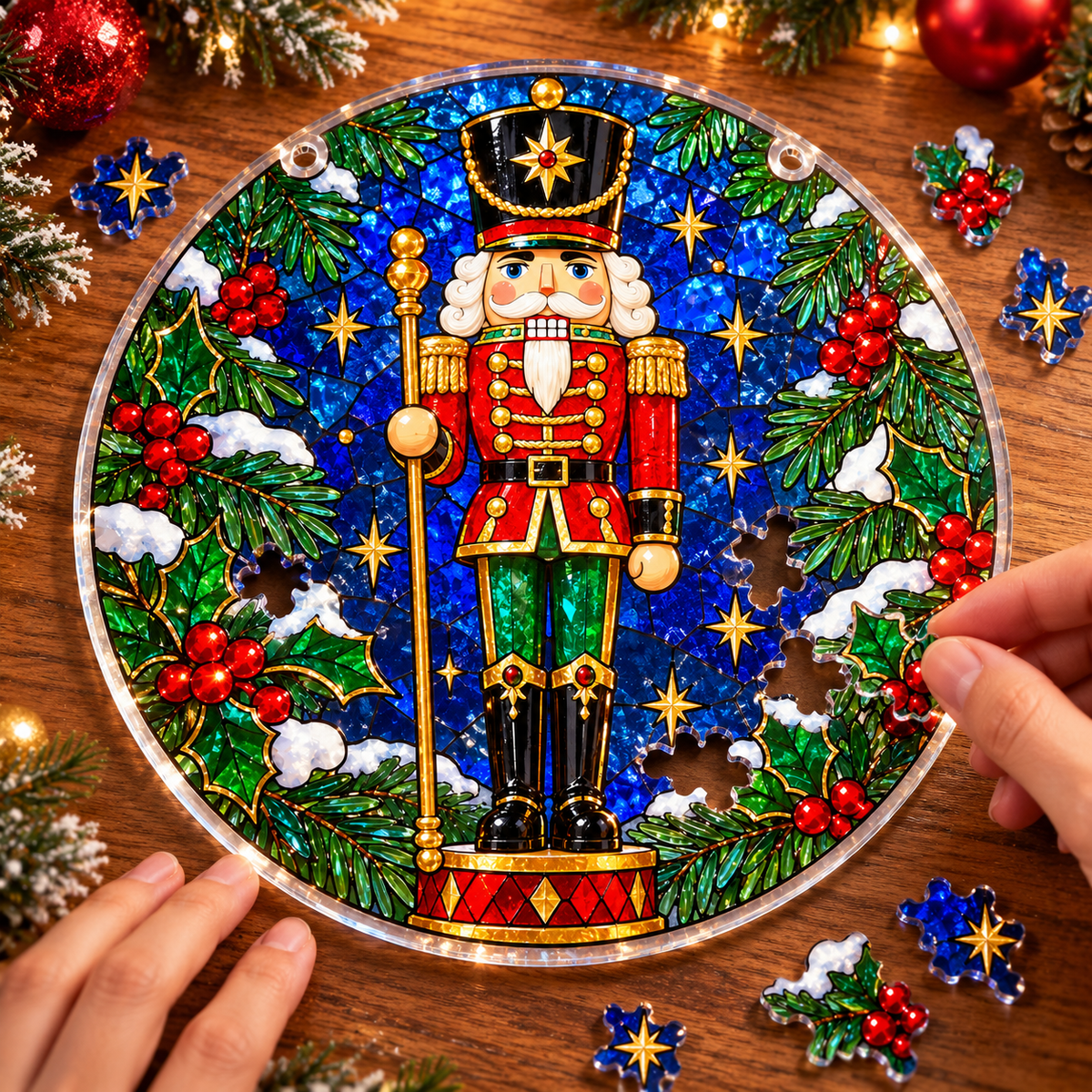 Christmas Acrylic Jigsaw Puzzle Suncatcher - Nutcracker Guard