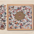 195 Pcs Morandi-Colored Cute Dog Shaped Square Wooden Jigsaw Puzzle