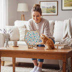 Morandi-Colored Lovely Cat Shaped Wooden Jigsaw Puzzle