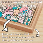 200 Pcs Morandi-Colored Lovely Cat Shaped Square Wooden Jigsaw Puzzle