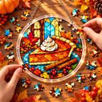Tanksgiving Acrylic Jigsaw Puzzle Suncatcher - Pumpkin Pie