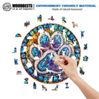 Stained glass paw prints Wooden Jigsaw Puzzle