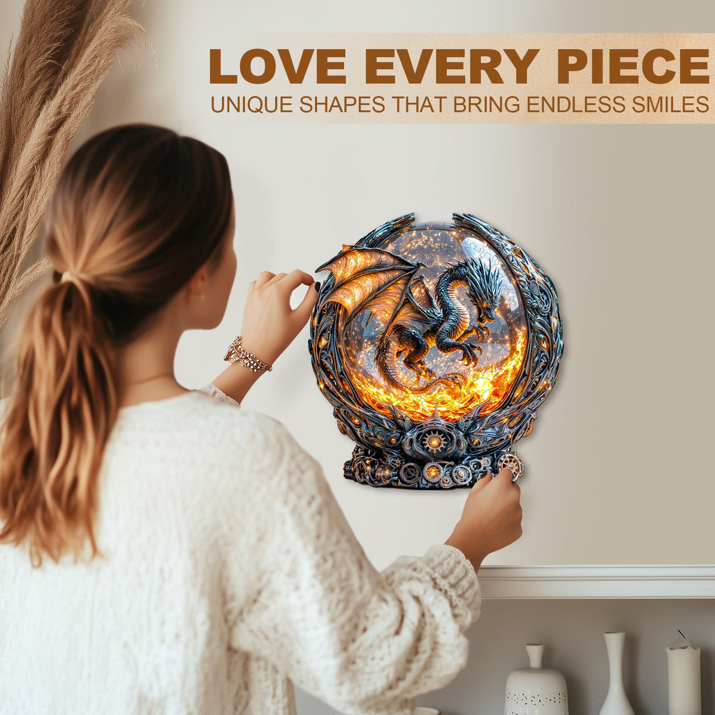 Magic Ball Fire Dragon Wooden Jigsaw Puzzle