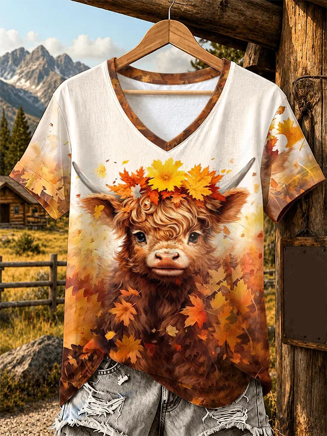 Women'S Highland Cow Printed Casual Short Sleeved T-Shirt