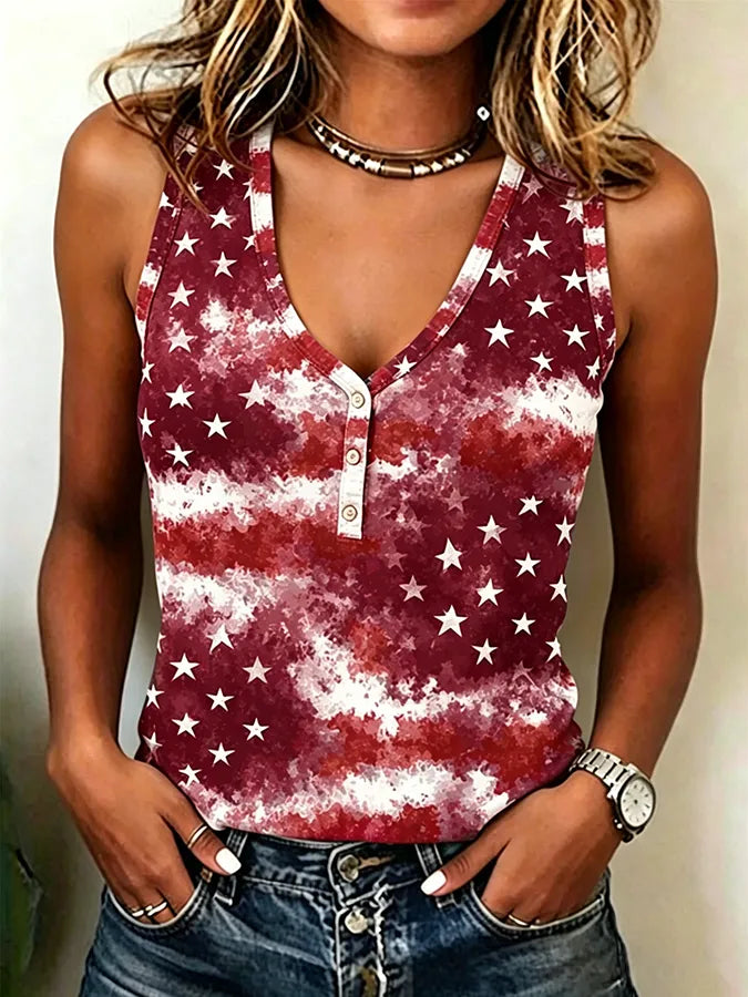 Women's Vintage Tie Dye American Flag Tank Top