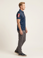 Men's Houston Texans Football Bull Logo American Flag Printed Polo Shirt