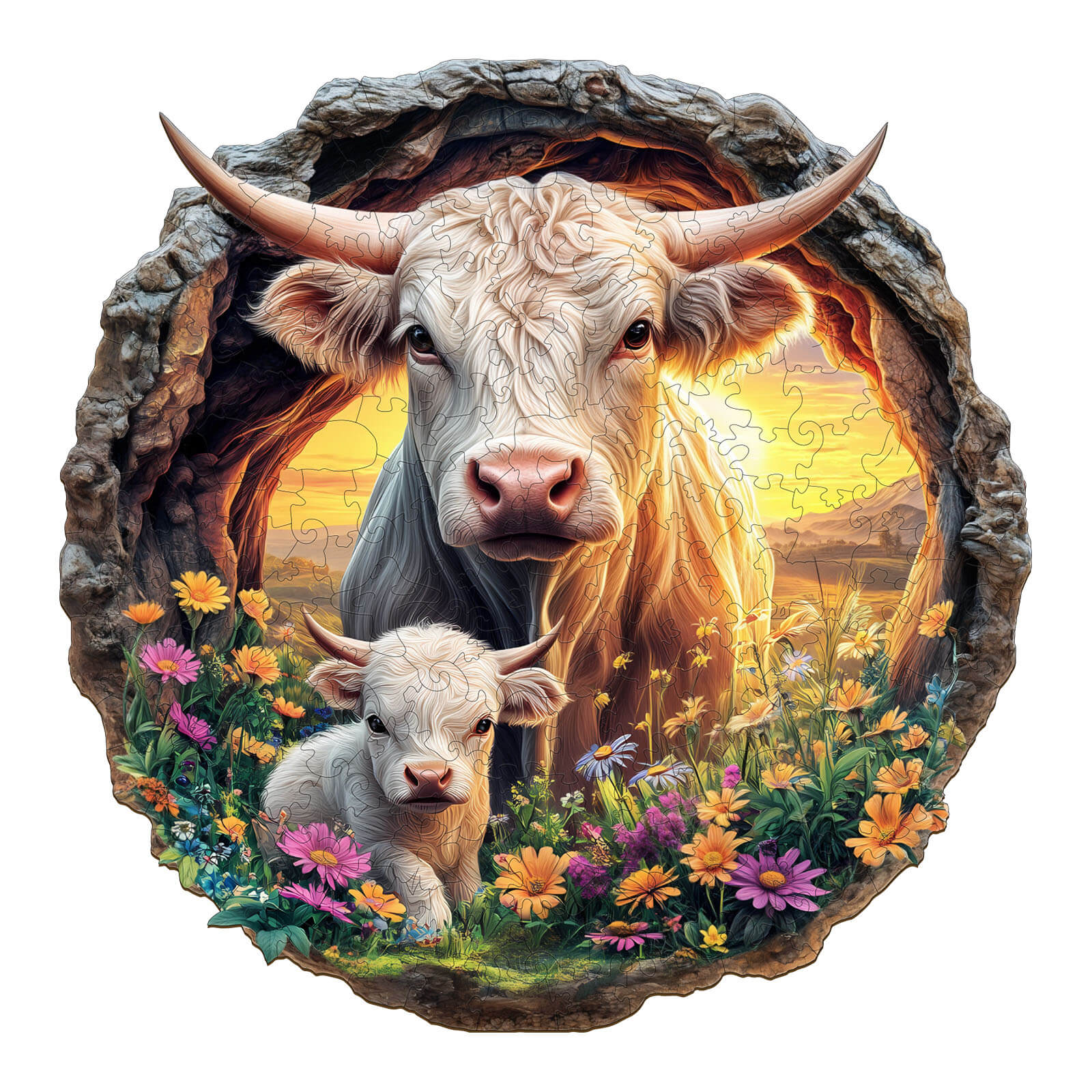 Cattle Family Wooden Jigsaw Puzzle