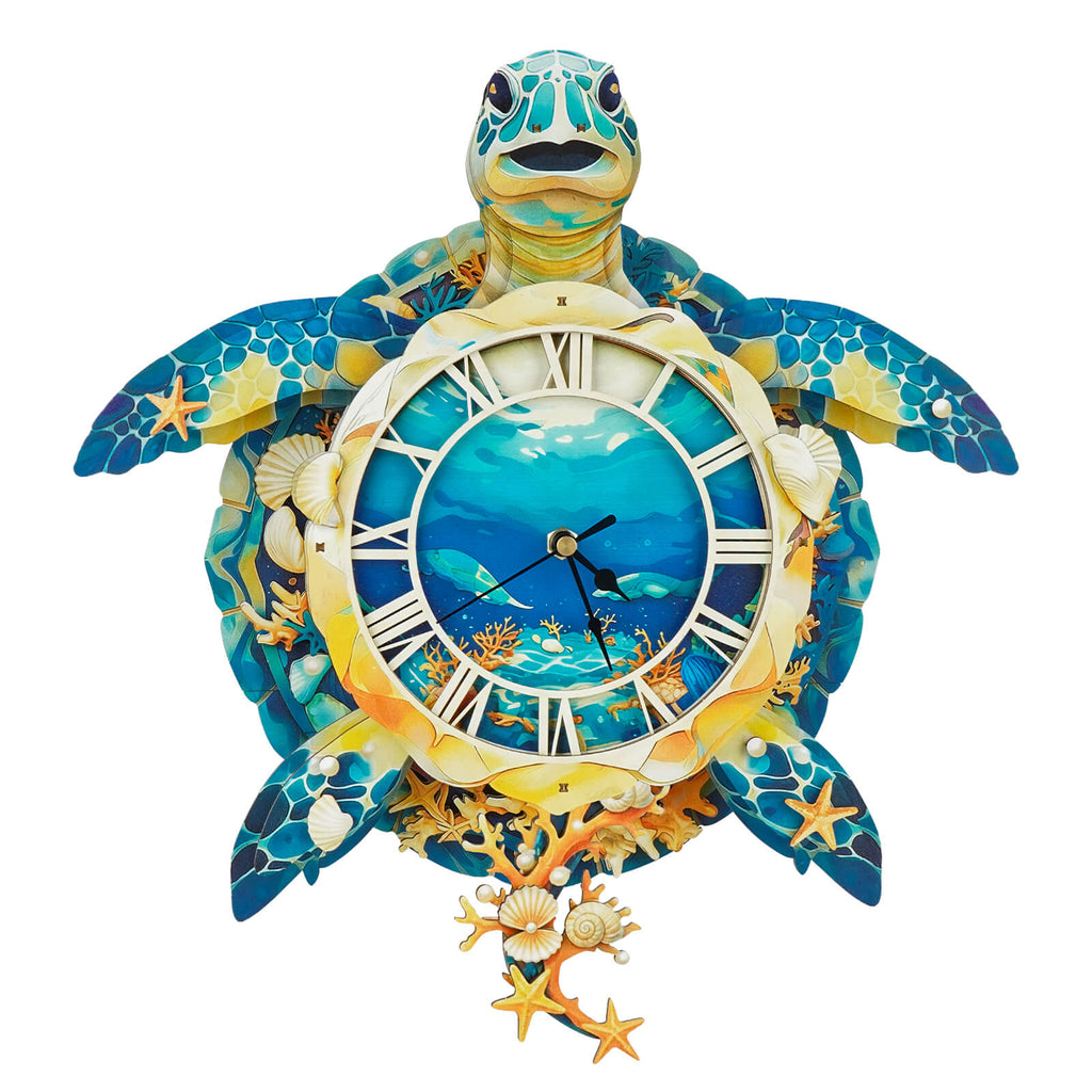 Sea Turtle – Hourly Chime DIY Wooden Clock, 3D Puzzle Craft Kit
