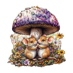 Mice and mushrooms Wooden Jigsaw Puzzle