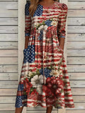 Women'S Flag Floral Printed Casual Dress