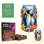 Floral Penguins Wooden Jigsaw Puzzle