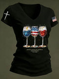 Women'S Independence Day 250Th Anniversary Printed V-Neck T-Shirt