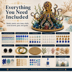 🌊 Ocean Sparkle Animal Craft Kit | Create a Dimensional Underwater Centerpiece with Colorful Beads, Pearls & Coastal Details 🐚✨