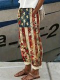 Women'S Flag Floral Printed Casual Pants