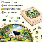 In the Village Wooden Jigsaw Puzzle
