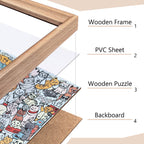175 Pcs Morandi-Colored Cute Cat Shaped Square Wooden Jigsaw Puzzle