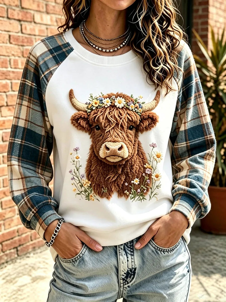 Women'S Highland Cow Print Sweatshirt