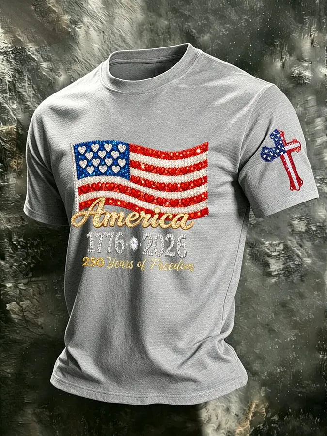 Men'S America Flag Print T Shirt