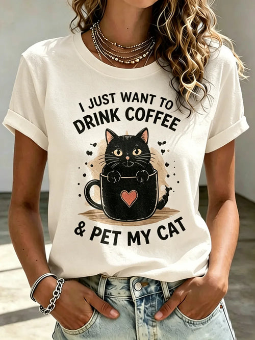 Ladies' Casual Animal Print Round Neck T-Shirt