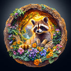 3D Raccoon on Vacation Wooden Jigsaw Puzzle