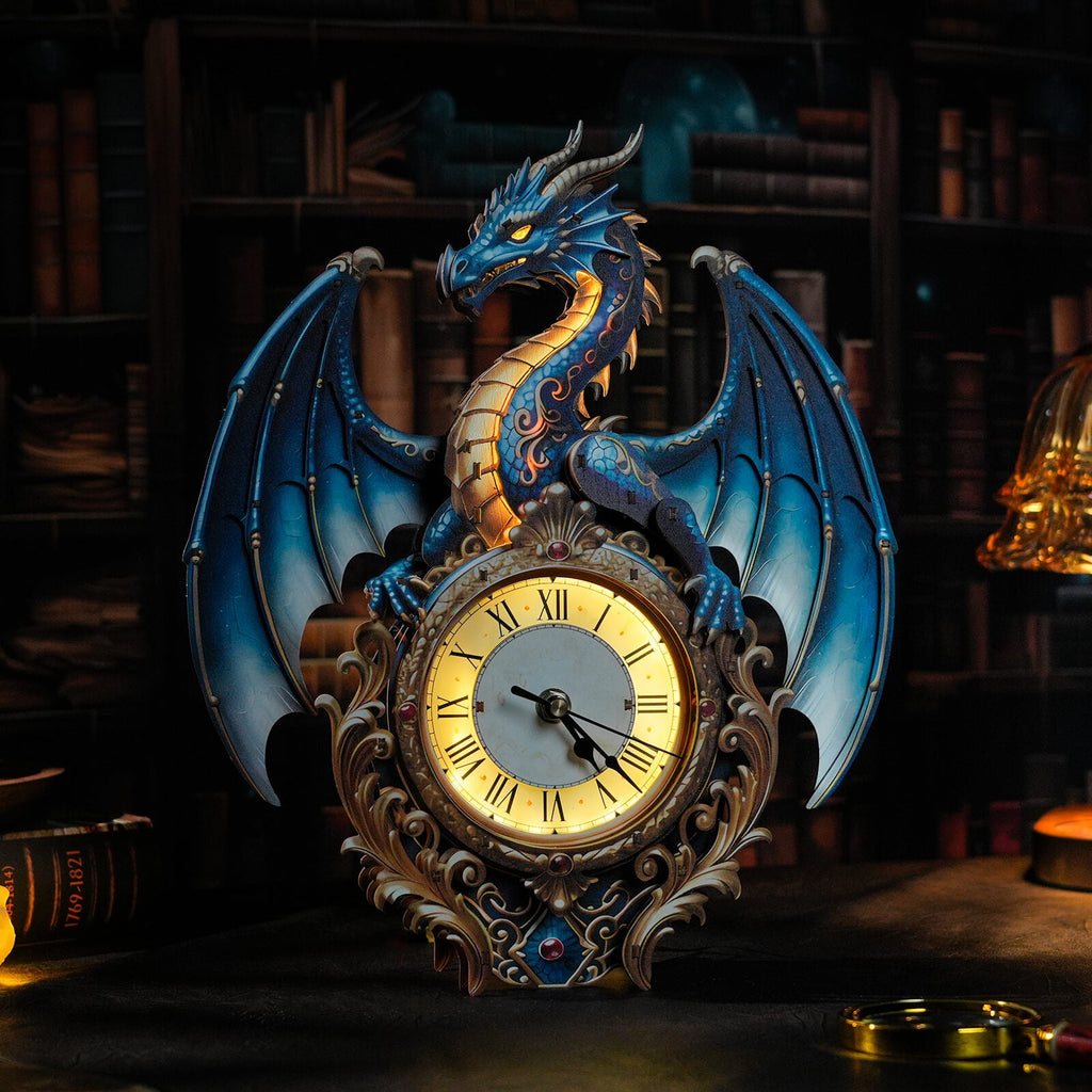 Blue Dragon – Hourly Chime DIY Wooden Clock, 3D Puzzle Craft Kit
