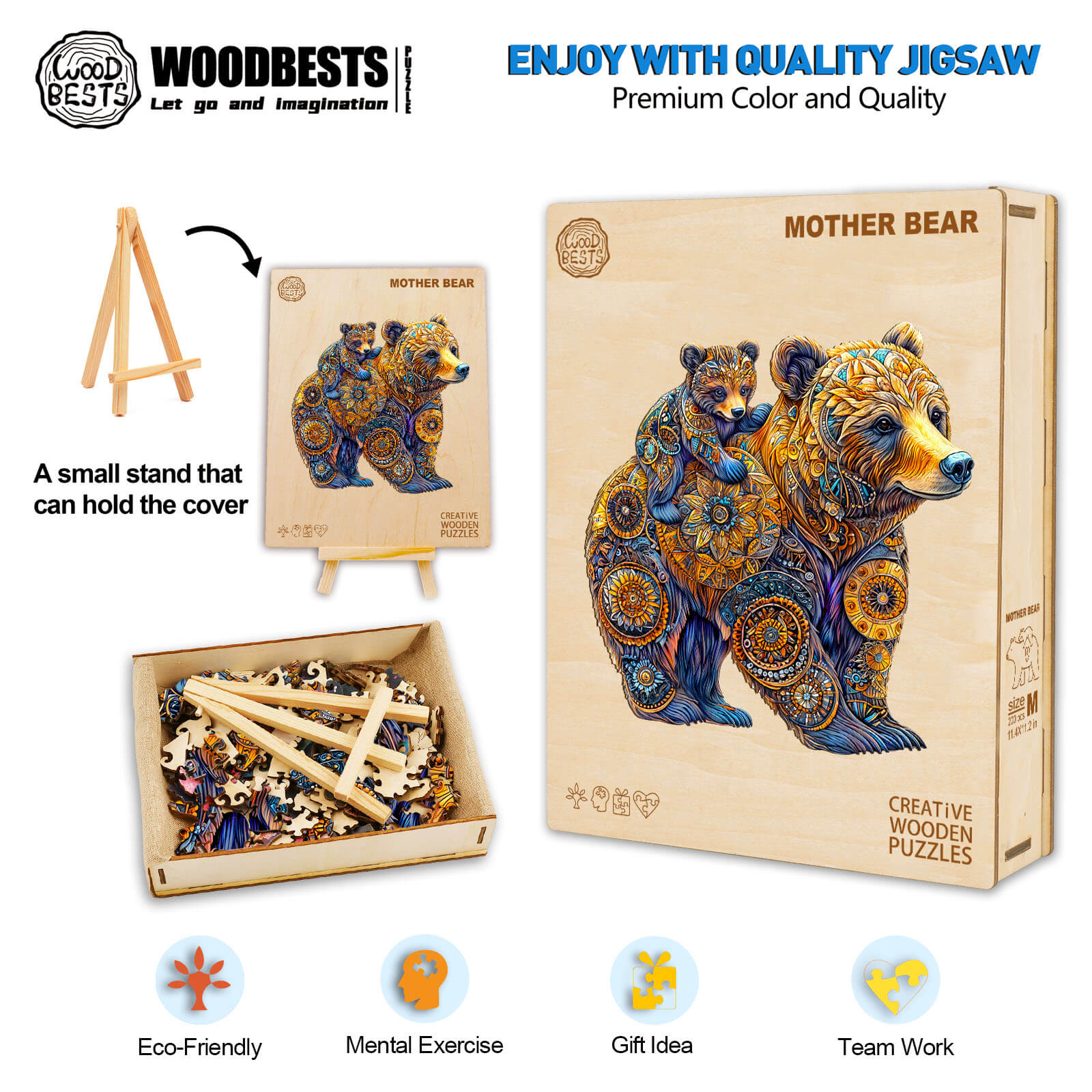 Mother Bear Wooden Jigsaw Puzzle