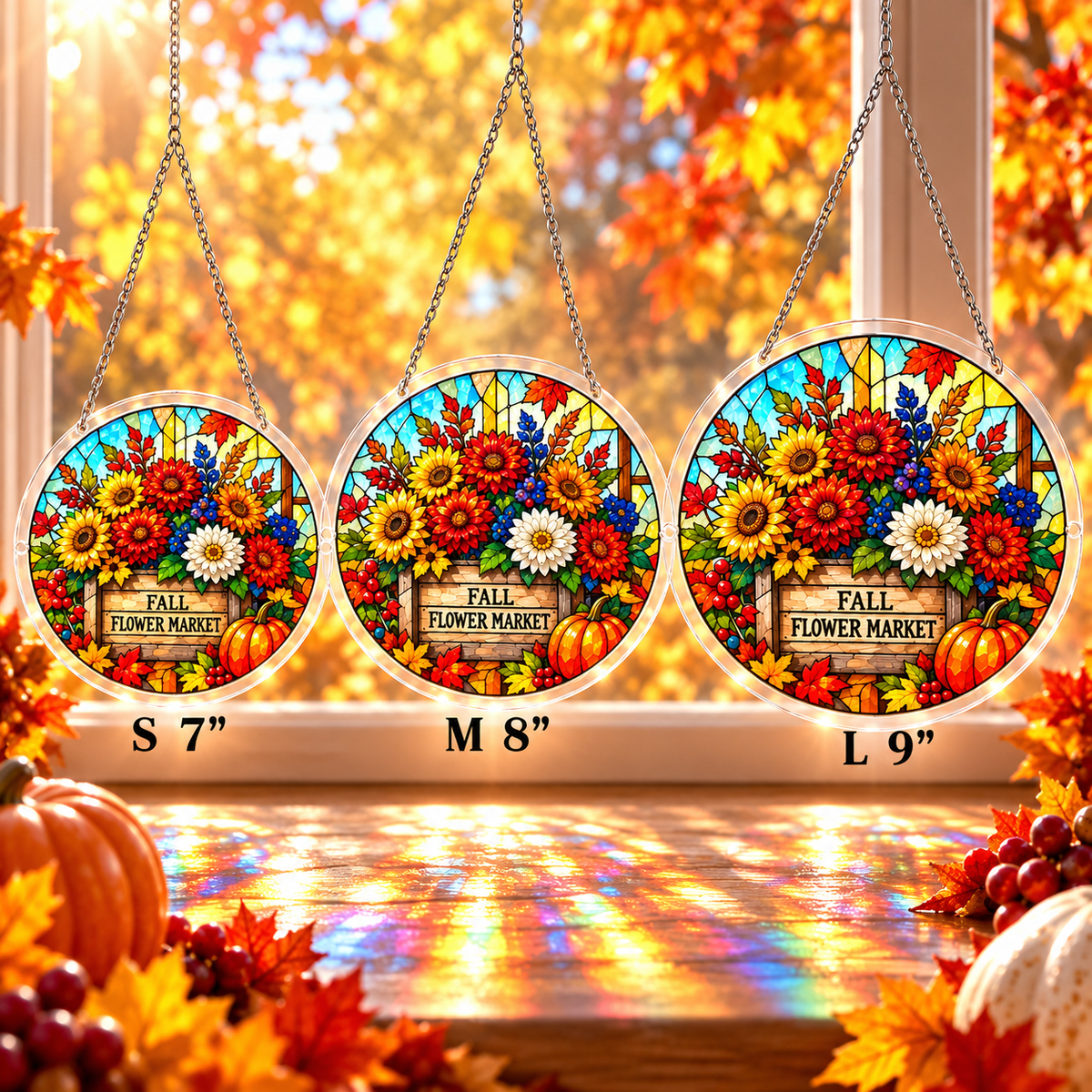 Tanksgiving Acrylic Jigsaw Puzzle Suncatcher -  Fall Flower Market