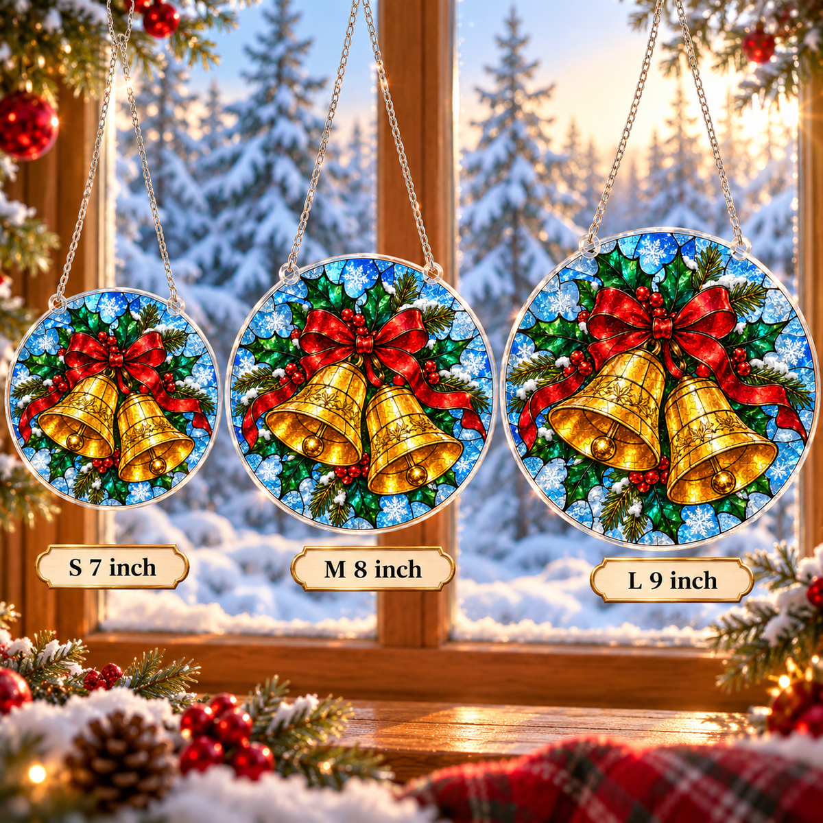 Christmas Acrylic Jigsaw Puzzle Suncatcher - Bells & Holly