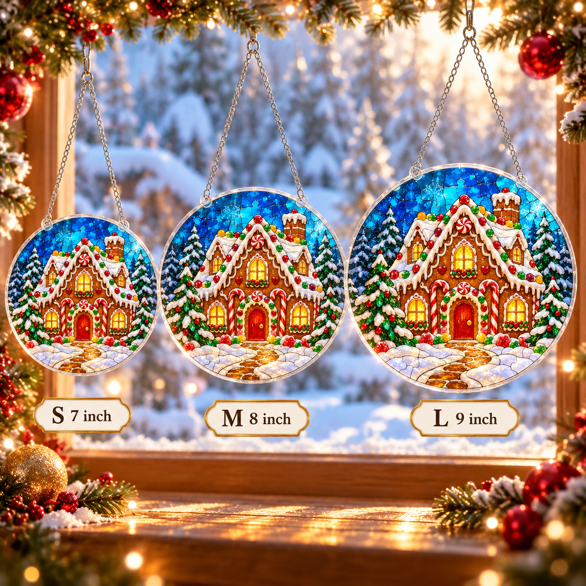 Christmas Acrylic Jigsaw Puzzle Suncatcher - Gingerbread House