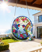 Hummingbird Bloomscape Light Suncatcher-Acrylic Window Art