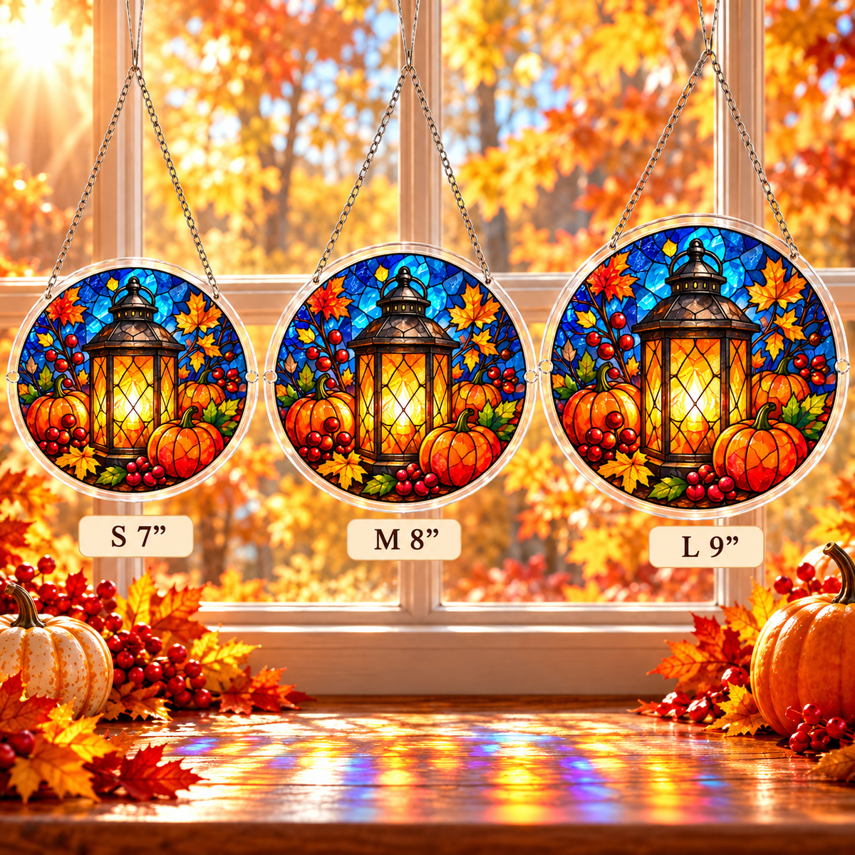 Tanksgiving Acrylic Jigsaw Puzzle Suncatcher - Golden Harvest Lantern