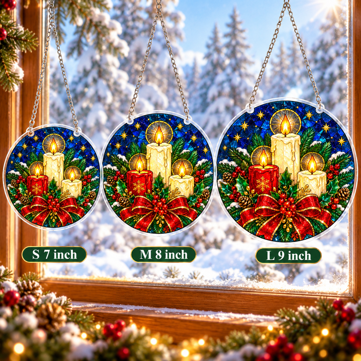 Christmas Acrylic Jigsaw Puzzle Suncatcher - Candle Blessings