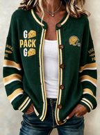 Women's Green Bay Packers Cheesehead Helmet Printed Cardigan