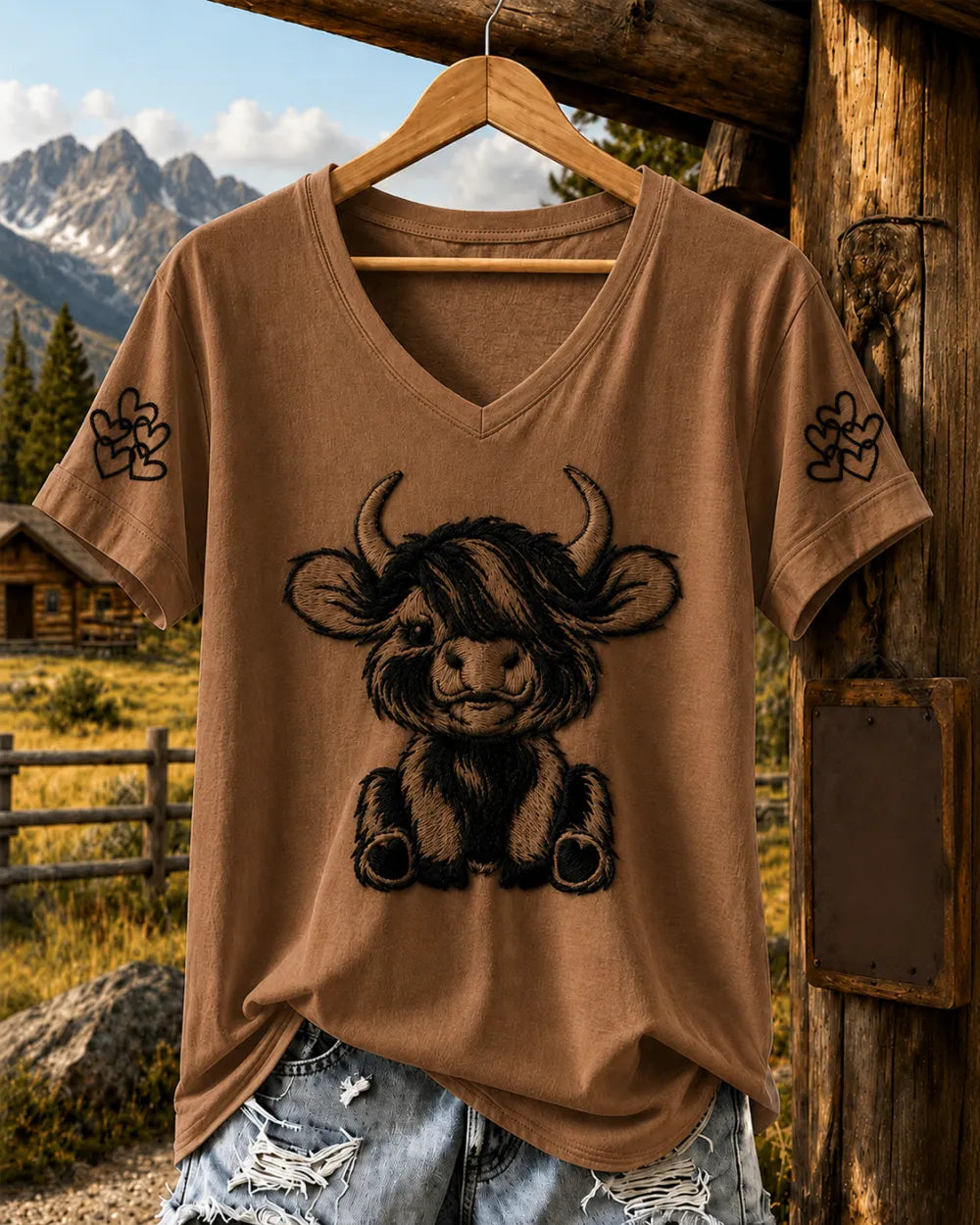 Women'S Highland Cow Printed Casual Short Sleeved T-Shirt