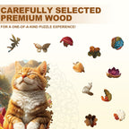 Meditating Cat Wooden Jigsaw Puzzle