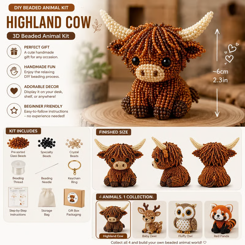 🧵Tiny 3D Beaded Animal DIY Kit