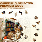 Cat in the book Wooden Jigsaw Puzzle
