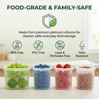 Reusable Silicone Food Storage Bags, 4 Cup Stand Up Leakproof for Freezer Microwave, Lunch Leftovers Meal Prep