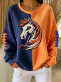 Women'S Football Print Casual  Printed Waffle Sweatshirt
